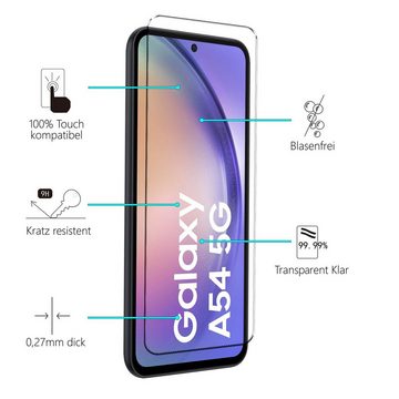 CoolGadget Schutzfolie Panzerfolie für Samsung Galaxy A54 5G, (Spar-Set 4in1, 2x Displayschutz, 2x Kameraschutz), Panzerglas Schutzfolie für Samsung Galaxy A54 5G Folie