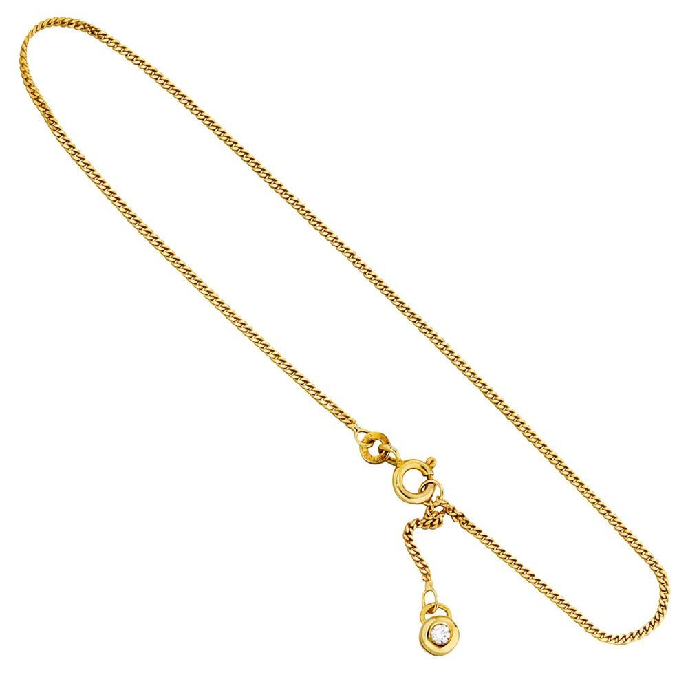 Schmuck Krone Fußkette Fußkettchen mit Zirkonia, 333 Gold, Gold 333