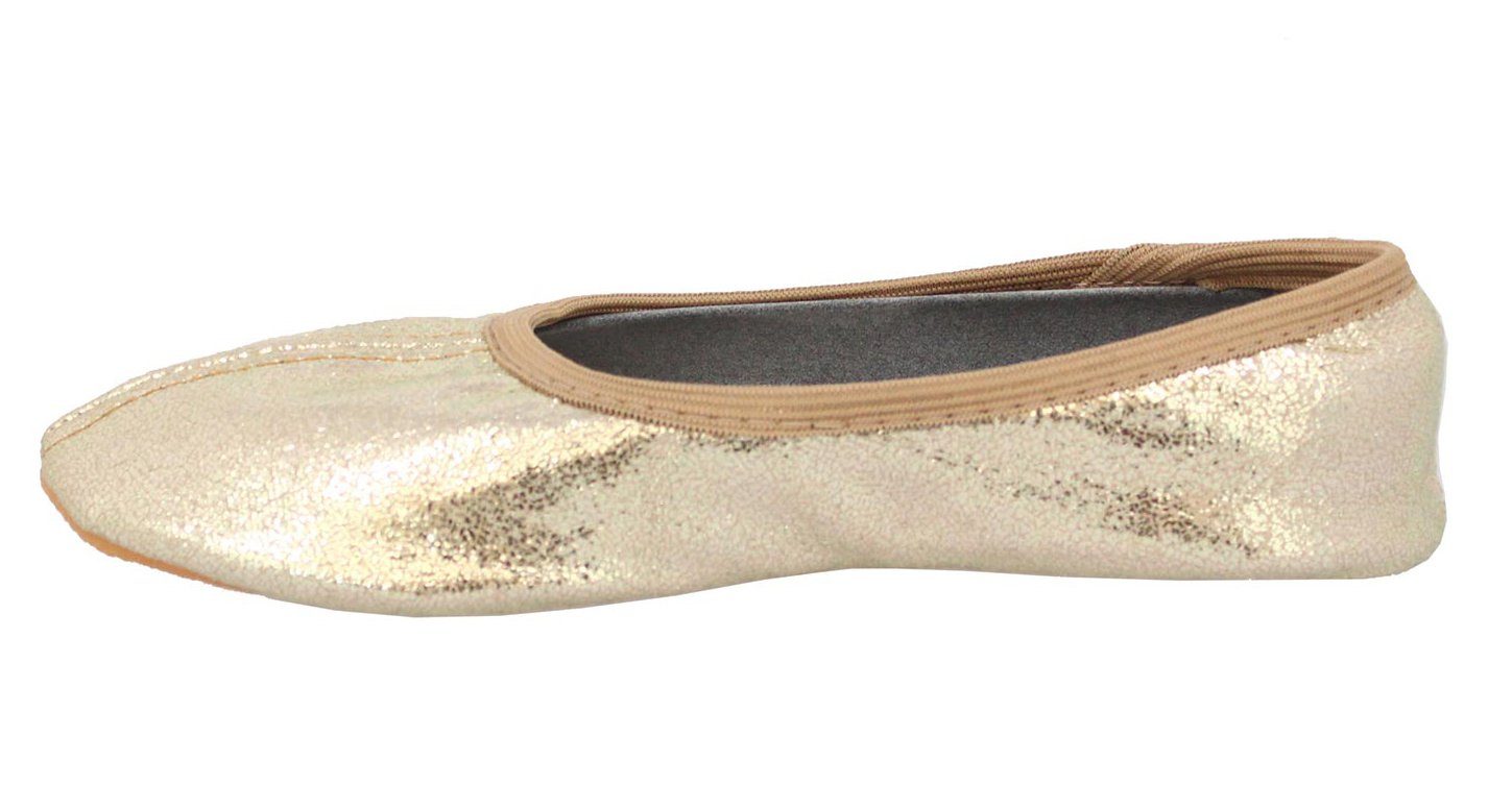 Beck Schläppchen Basic Glitzer Gymnastikschuh (bis Gr. 42 erhältlich, für Sport und Zuhause) mit rutschfester Gummi-Laufsohle