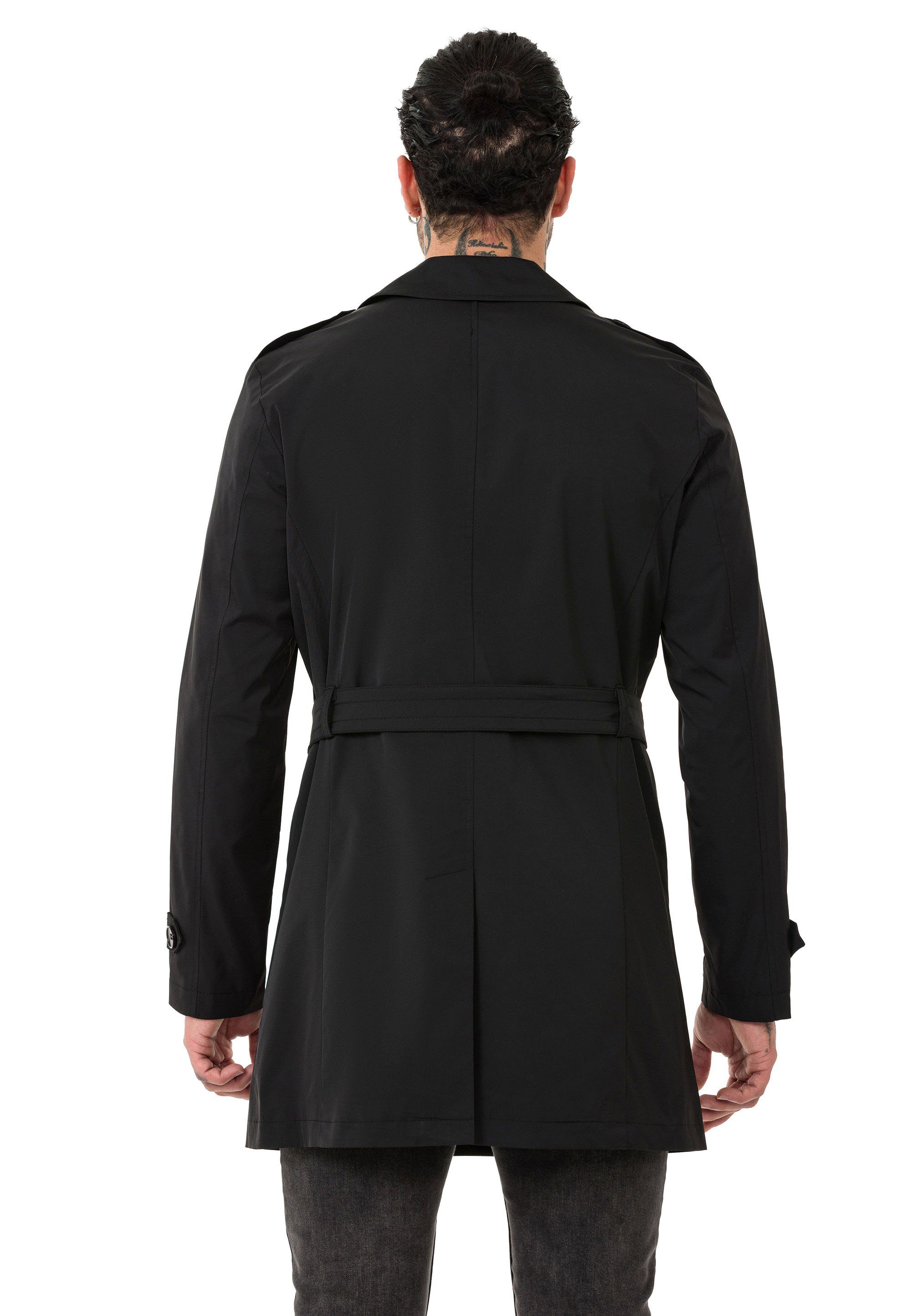 RedBridge Trenchcoat Red Bridge Herren Mantel Trenchcoat Jacke Schwarz XL – Bild 4 von 5