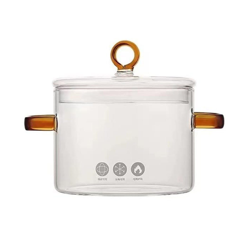 Gläser-Set Kochtopf Glas Topf mit Deckel Doppelgriff 1.5L