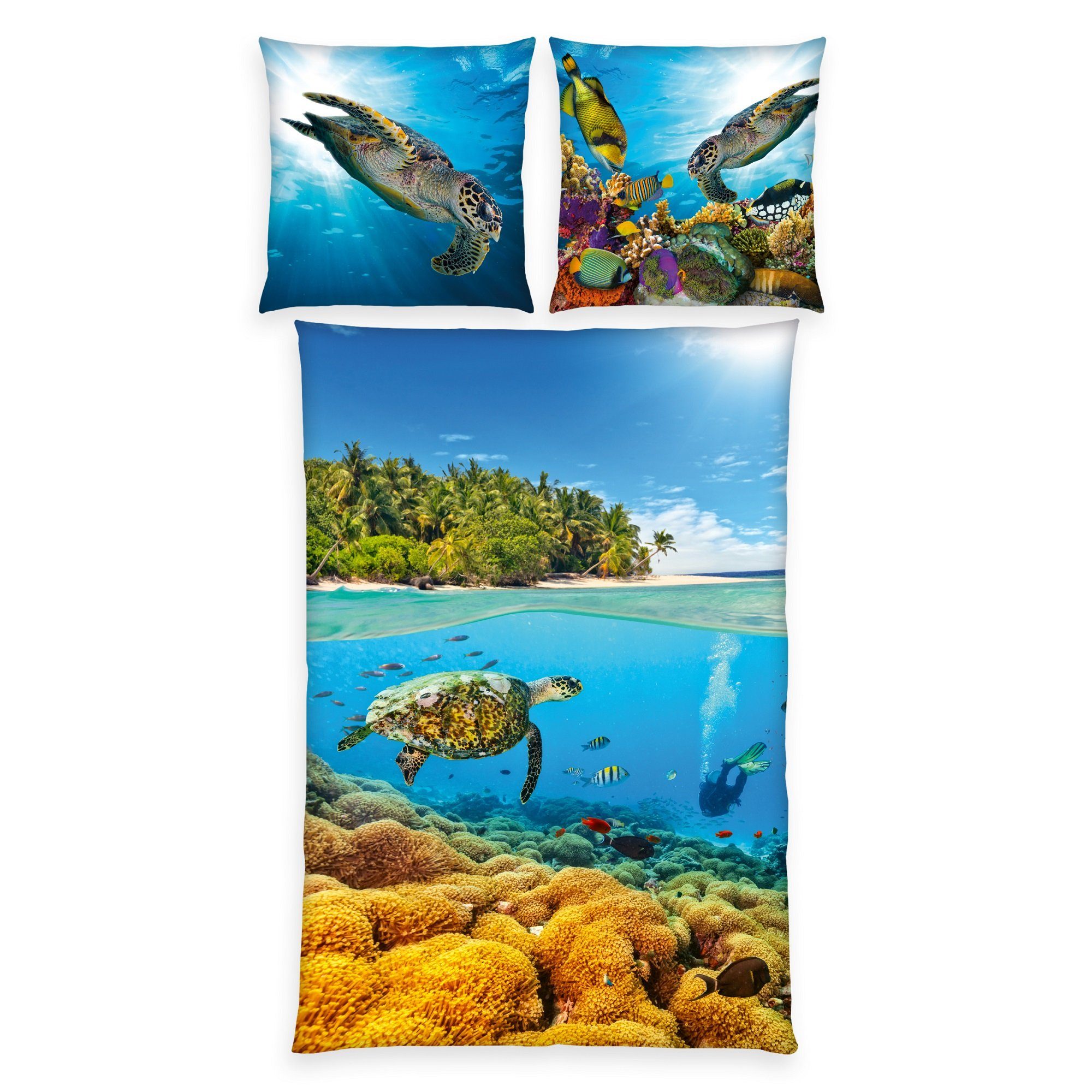 Herding Kinderbettwäsche Meerestiere Bettwäsche Set 2tlg. 135x200 cm 100% M günstig online kaufen