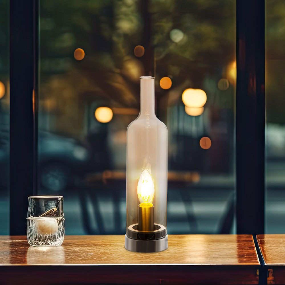 NOWA Schreibtischlampe, Leuchtmittel nicht inklusive, Tischleuchte Nachttischlampe Glas Beistellleuchte H 33 cm 2er Set