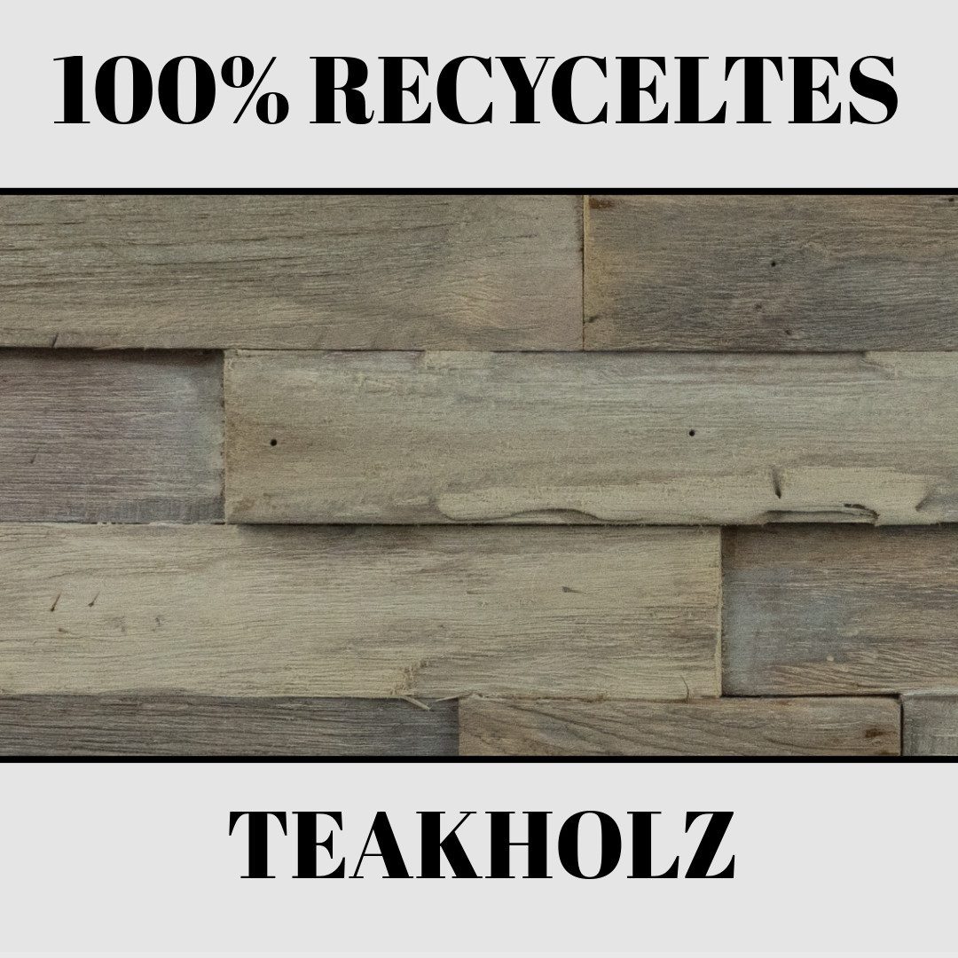 INTERGARDEN Wandpaneel Set für 1m²: 10x Wandverblender Teak Holz Gun Smoked - Holzverblender, BxL: 20x50 cm, (10-tlg)