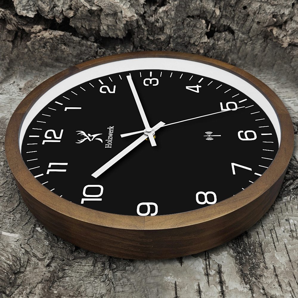 Holzwerk Funkwanduhr Designer Loft Funk Holz günstig online kaufen