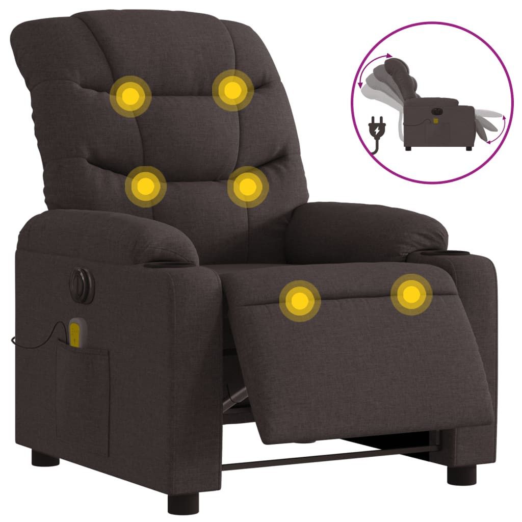 vidaXL Sessel Massagesessel Elektrisch Dunkelbraun Stoff günstig online kaufen
