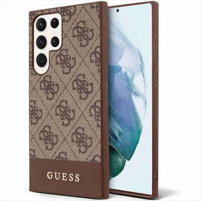 Guess Handyhülle Guess 4G Stripe Collection Hardcase Hülle Cover für Samsung Galaxy S23 Ultra Braun