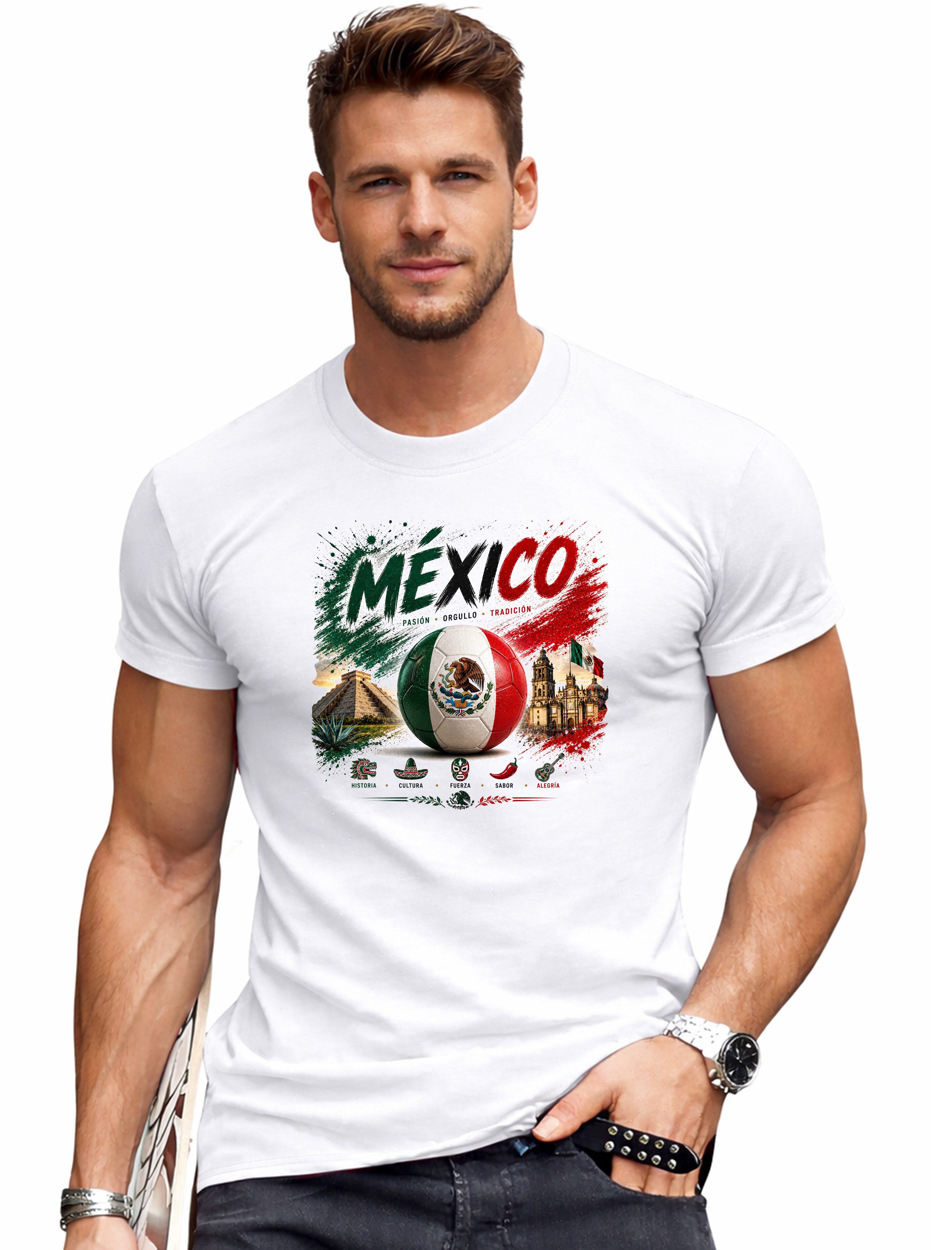 RMK T-Shirt Herren Shirt Fußball WM Mexico 100% Baumwolle