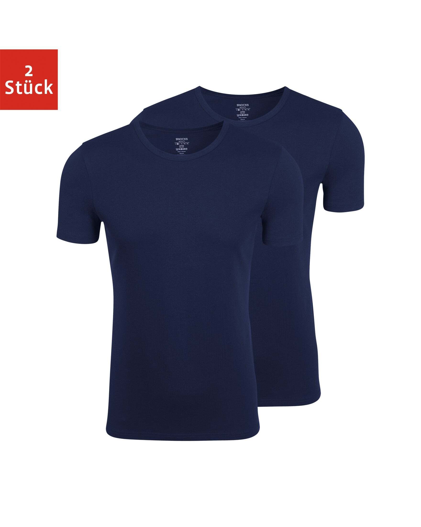 SNOCKS Unterziehshirt Rundhals T-Shirt Unterhemden Herren (3 Stück, 3-St) aus Bio-Baumwolle, extra lang geschnitten