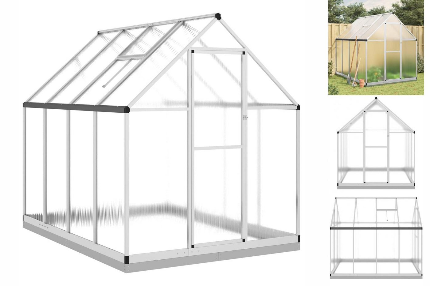 vidaXL Gewächshaus Gewächshaus mit Fundamentrahmen Silber 224x169x202cm Aluminimum silberfarben | Rabatt: 24% vidaXL Gewächshaus Gewächshaus mit Fundamentrahmen Silber 224x169x202cm Aluminimum silberfarben | Rabatt: 24%