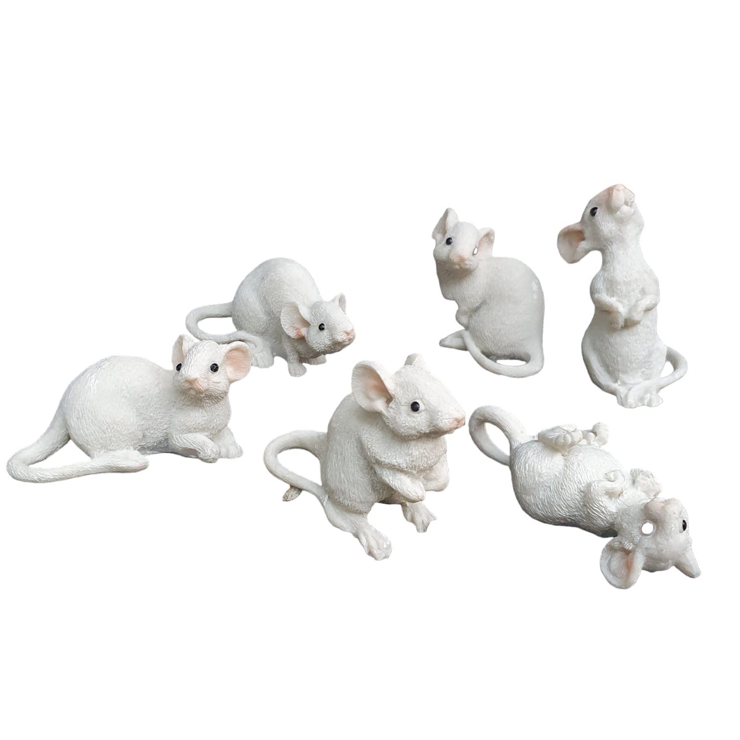 Aspinaworld Gartenfigur Mäuse Figur 6er Set – für Pflanzfläche oder Beetrand