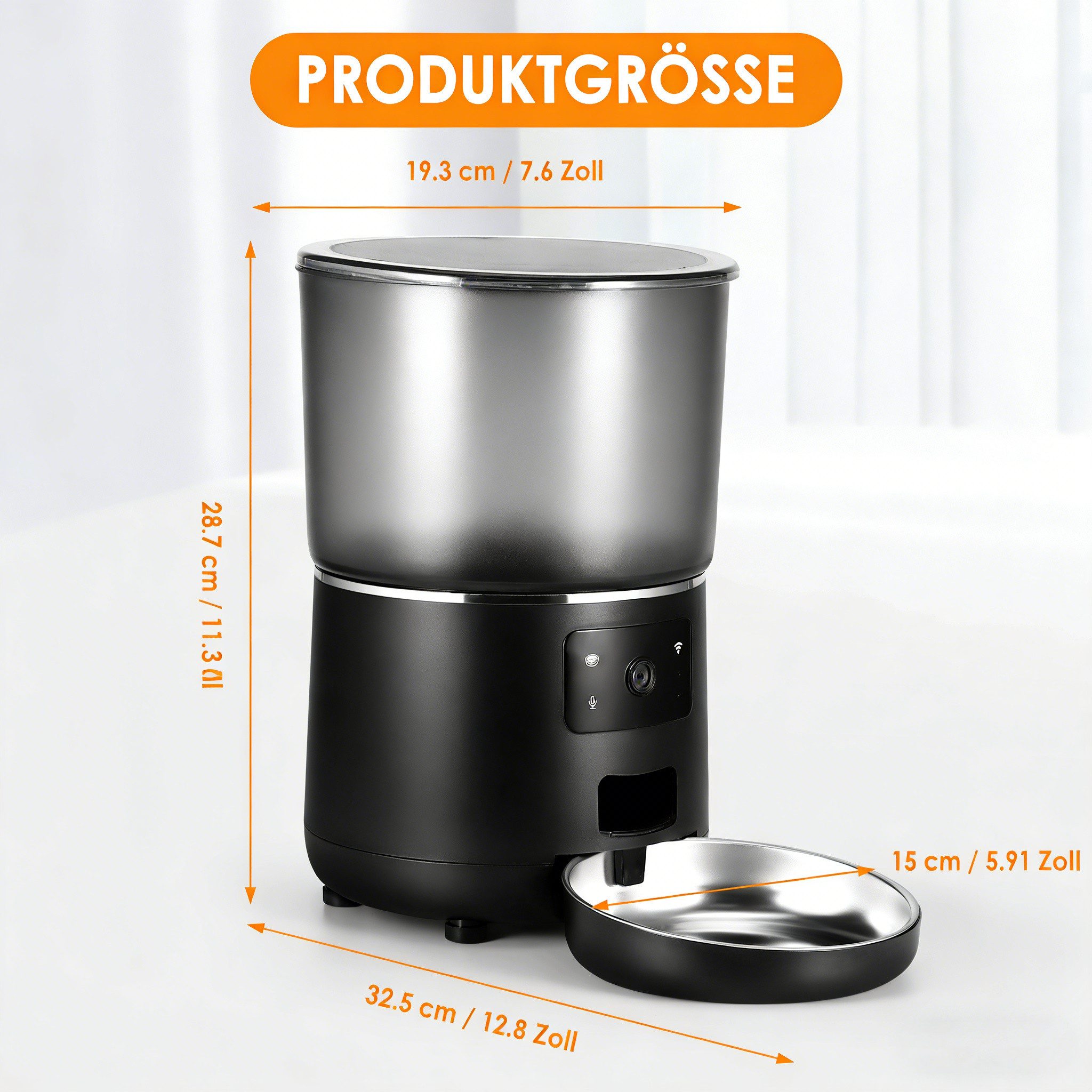 BlingBin Futterautomat 4L Intelligenter Katzenfutter Automat, 2.4G WiFi Futterspender Katze, mit APP Video Audio Nachtsicht, Katzenfutter Automat mit Edelstahlnapf