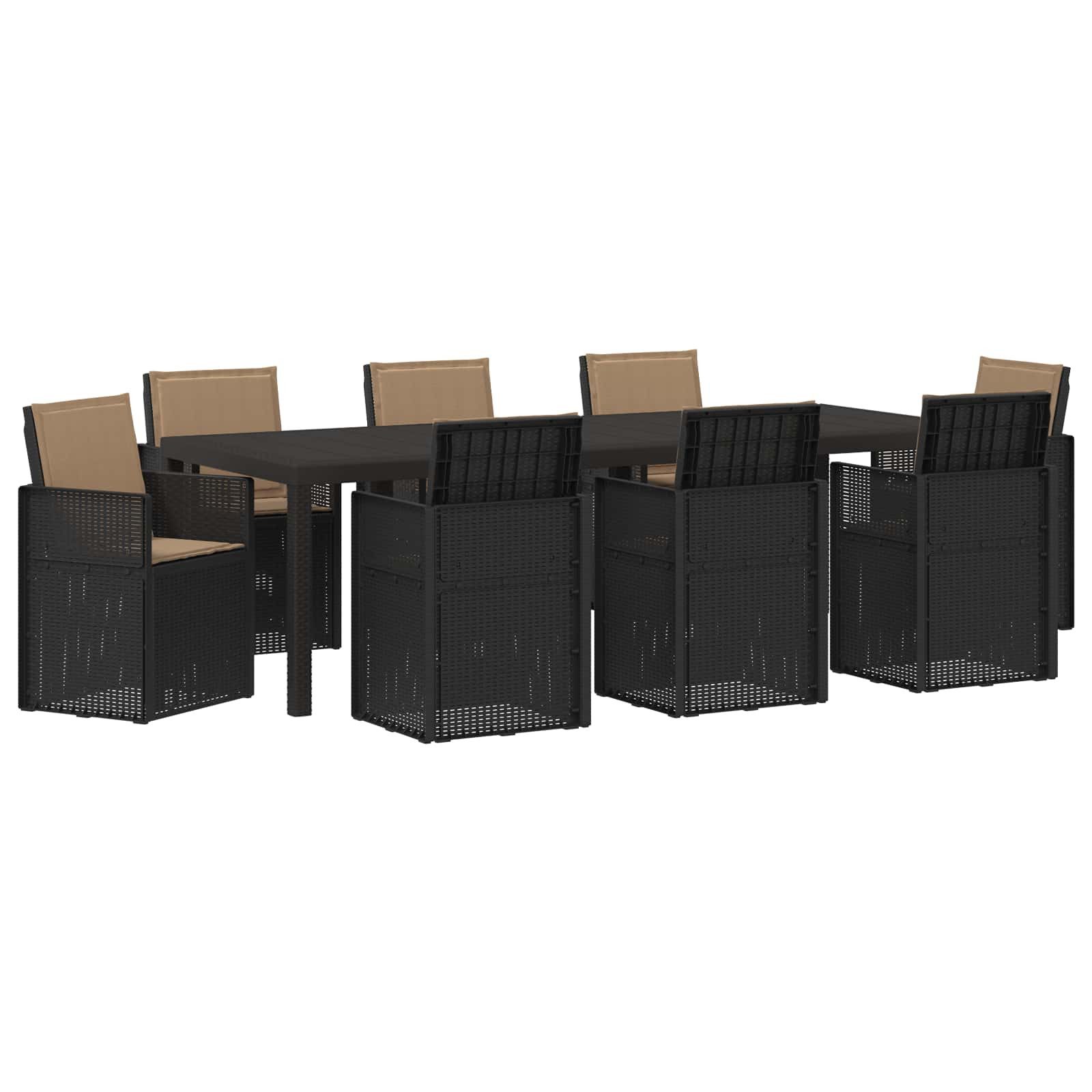 vidaXL Gartenlounge-Set Garten Essgruppe mit Kissen 9 pcs Anthrazit und Taupe PP, (9-tlg)