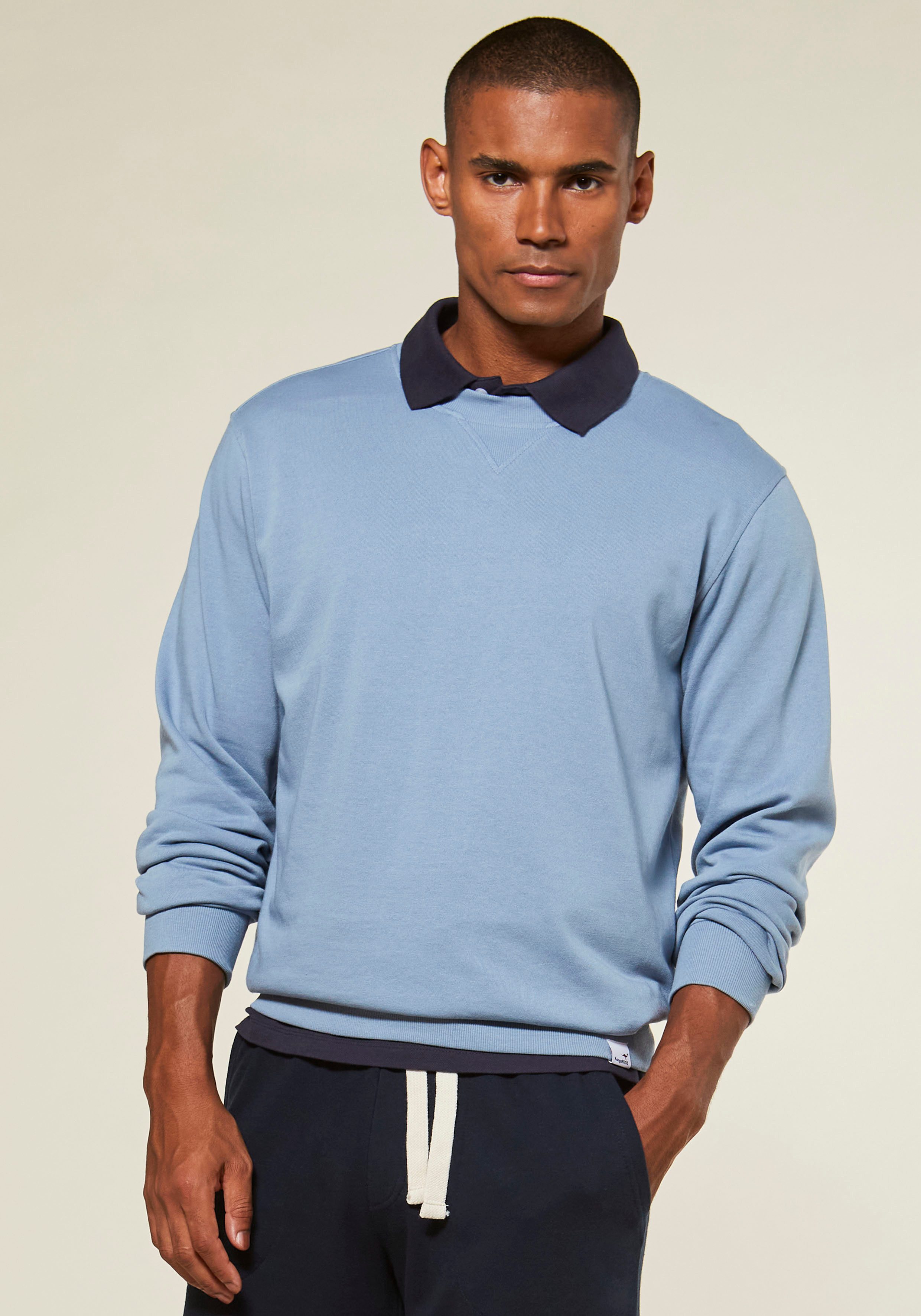 Sweatshirt mit coolem Rippeinsatz am Ausschnitt vorn