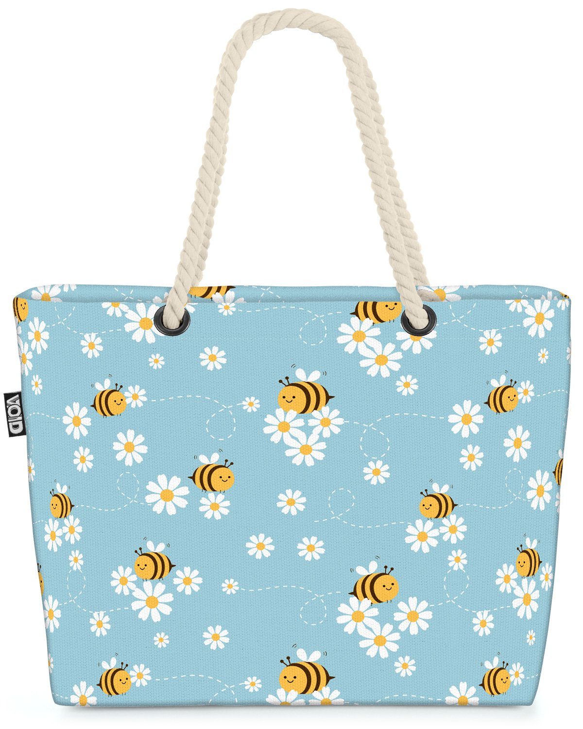 VOID Strandtasche (1-tlg), Blümchen Bienen Kinder biene gänseblümchen blume blumen floral kinder | Strandtaschen