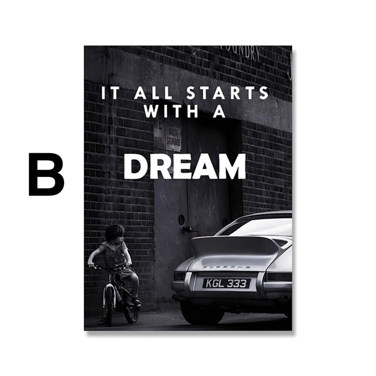 JUSTGOODMOOD Poster Schwarz Weiß Luxus Geschäfte und Fahrzeuge als Deko Print ohne Rahmen, G (1 St)