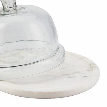 Mirabeau Vorratsdose Glasglocke mit Platte Barnsdale klar/weiß, Glocke: Glas, Platte: Marmor
