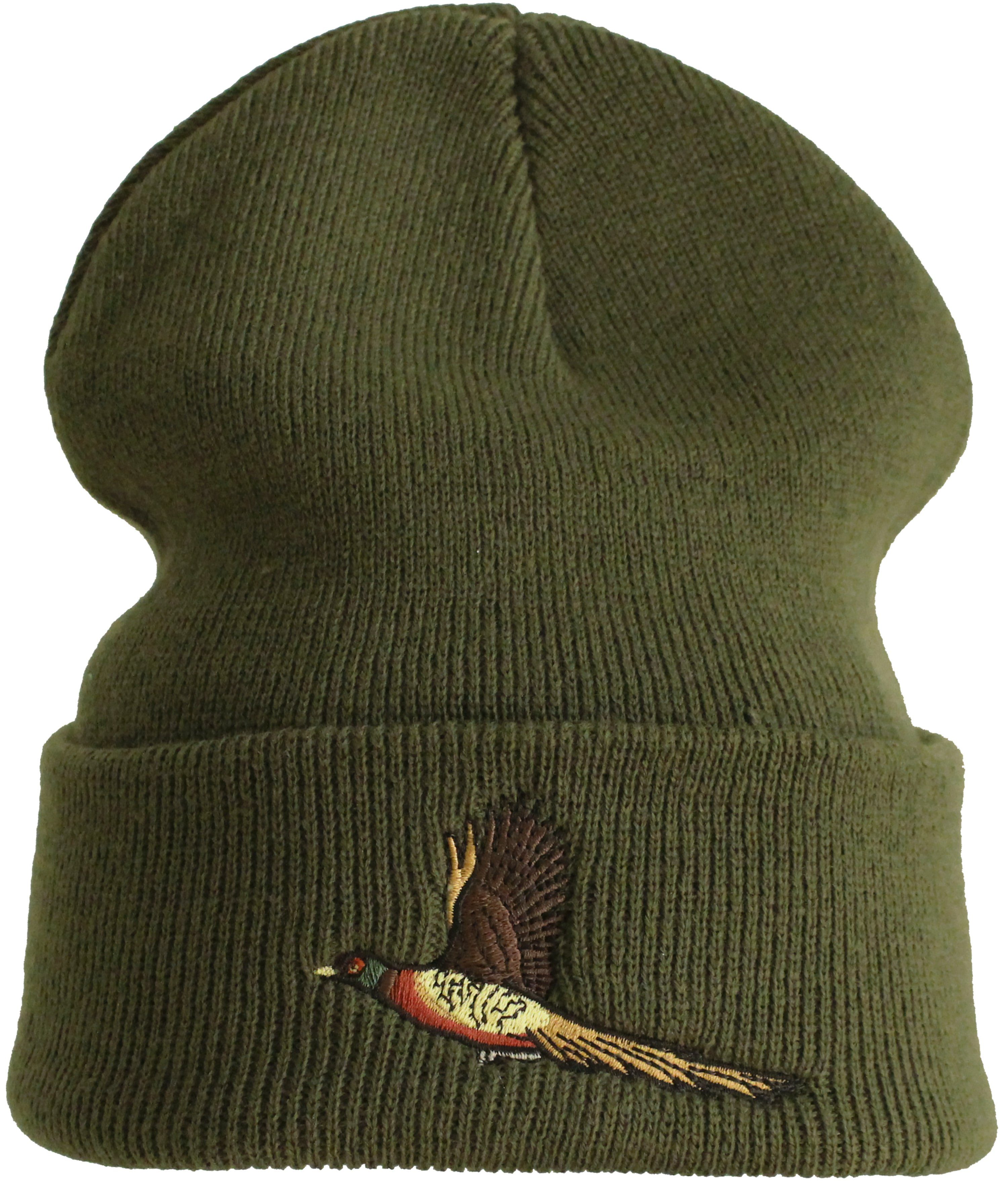 Baddery Beanie Strickmütze: "Fasan" - Geschenk für Jäger - Förster Wald, hochwertiger doppellagiger Strick, Stick-Motiv, One Size