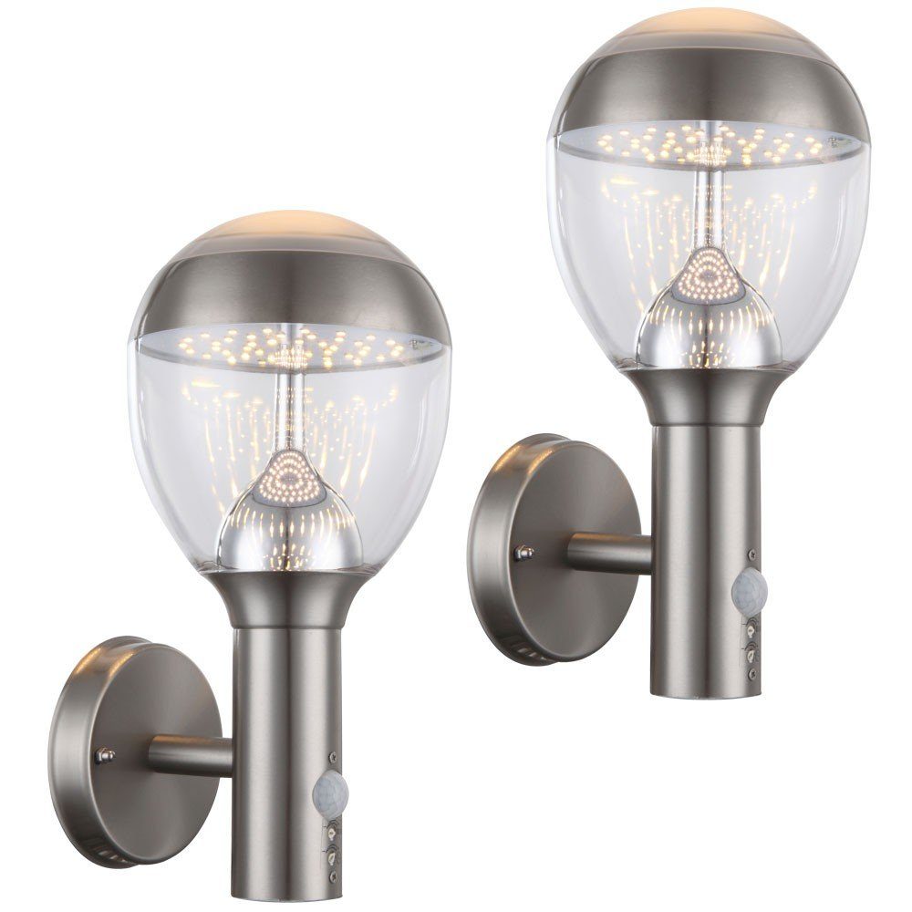 etc-shop Außen Leuchte LED Bewegungsmelder Leuchtmittel inklusive, 11,5 Set Watt Lampe Außen-Wandleuchte, Wand Warmweiß, 2er
