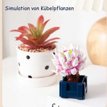 Kind Ja Spielbausteine Sukkulenten-Baustein-Set, kleine körnige Bausteine, Lernspielzeug, (Drei verschiedene Sukkulentensträuße), Realistische Modellierung, einfach zu bedienen, detaillierte Schritte