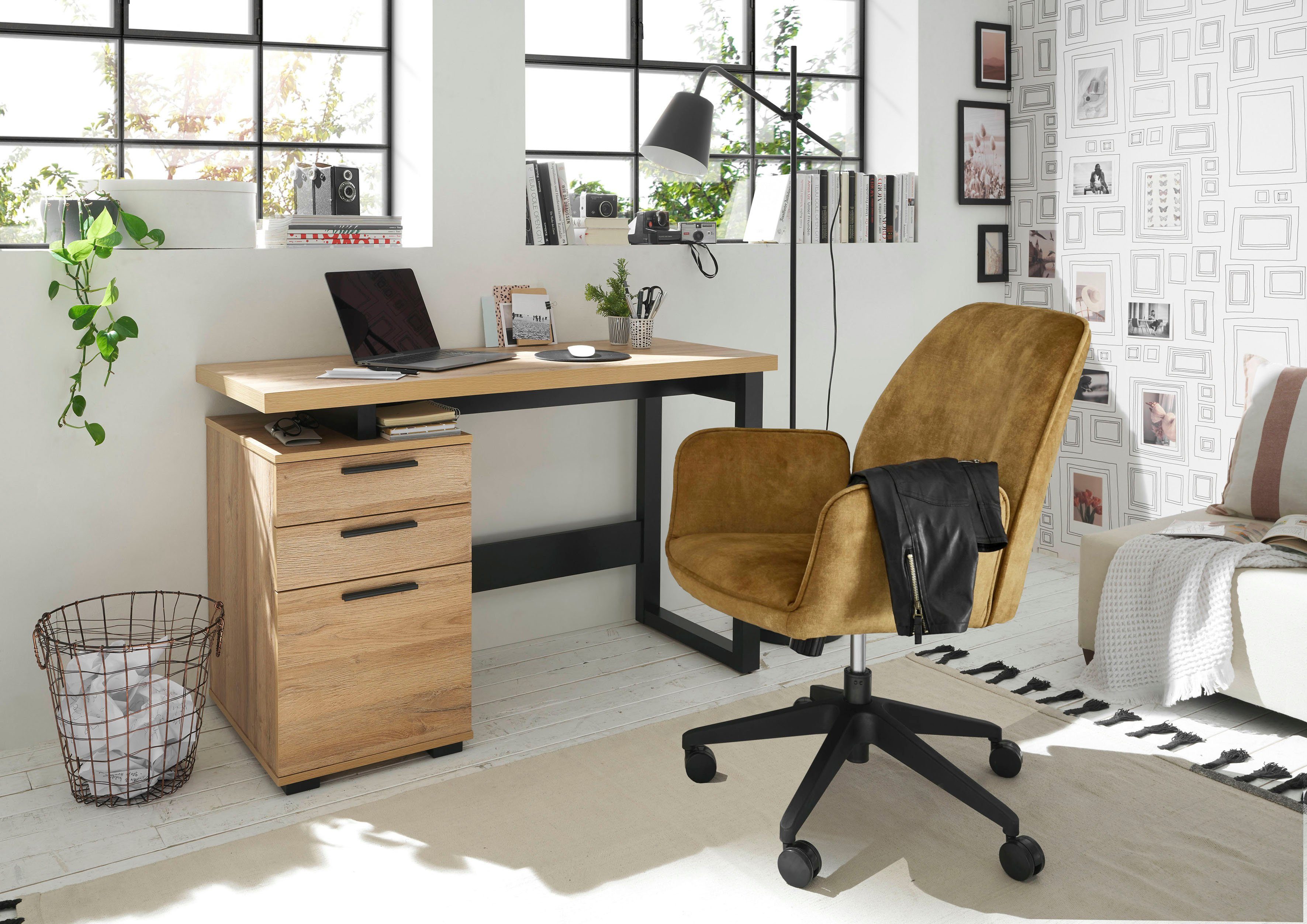 MCA furniture Schreibtischstuhl O-Ottawa, Komfortsitzhöhe stufenlos verstellbar Bürostuhl | Curry Velvet, Curry mit