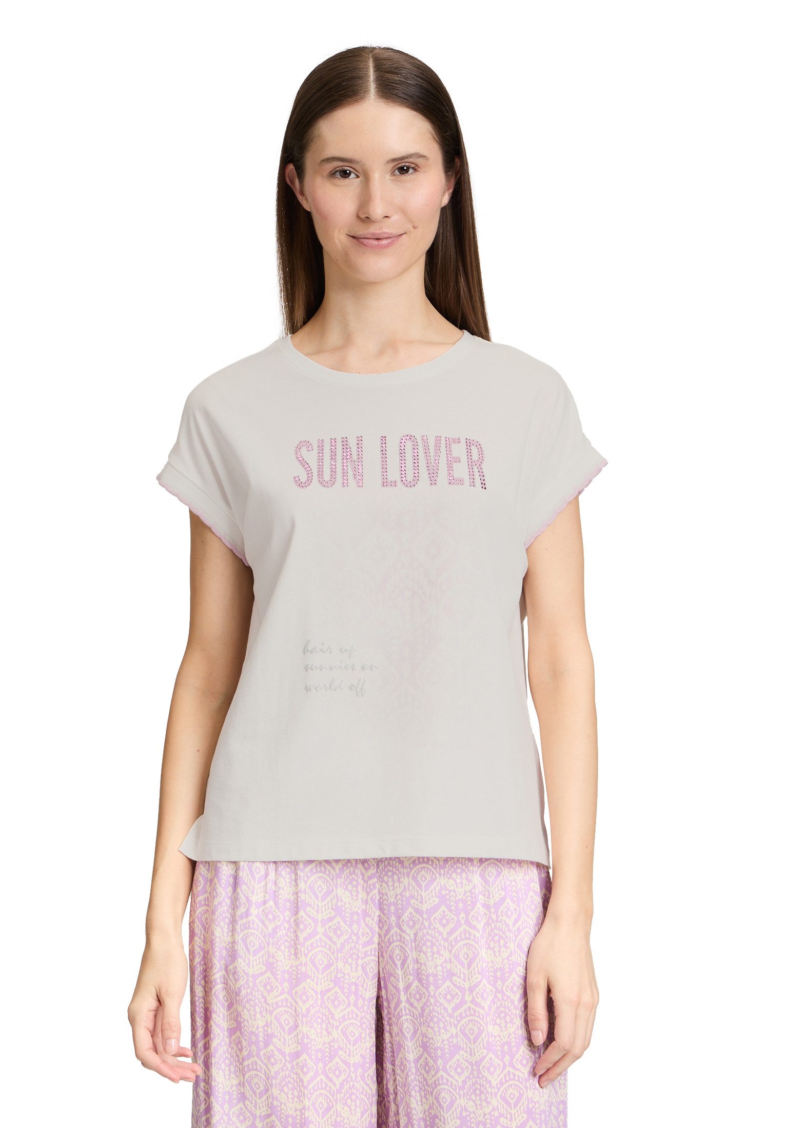 Cartoon Kurzarmshirt Damen mit Rundhalsausschnitt (1-tlg) Rippbündchen
