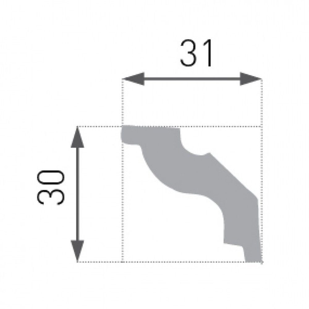 PROVISTON Stuckleiste Polystyrol, 30 x 30 x 2000 mm, Weiß, Deckenleiste, Kleben, Polystyrol, 1-St.
