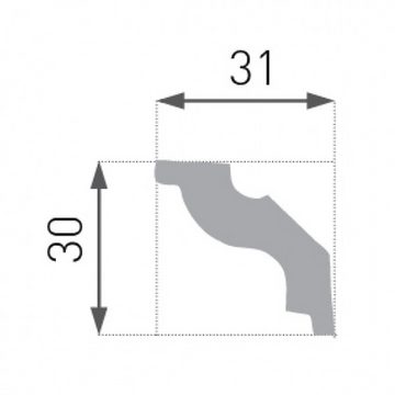 PROVISTON Stuckleiste Polystyrol, 30 x 30 x 2000 mm, Weiß, Deckenleiste