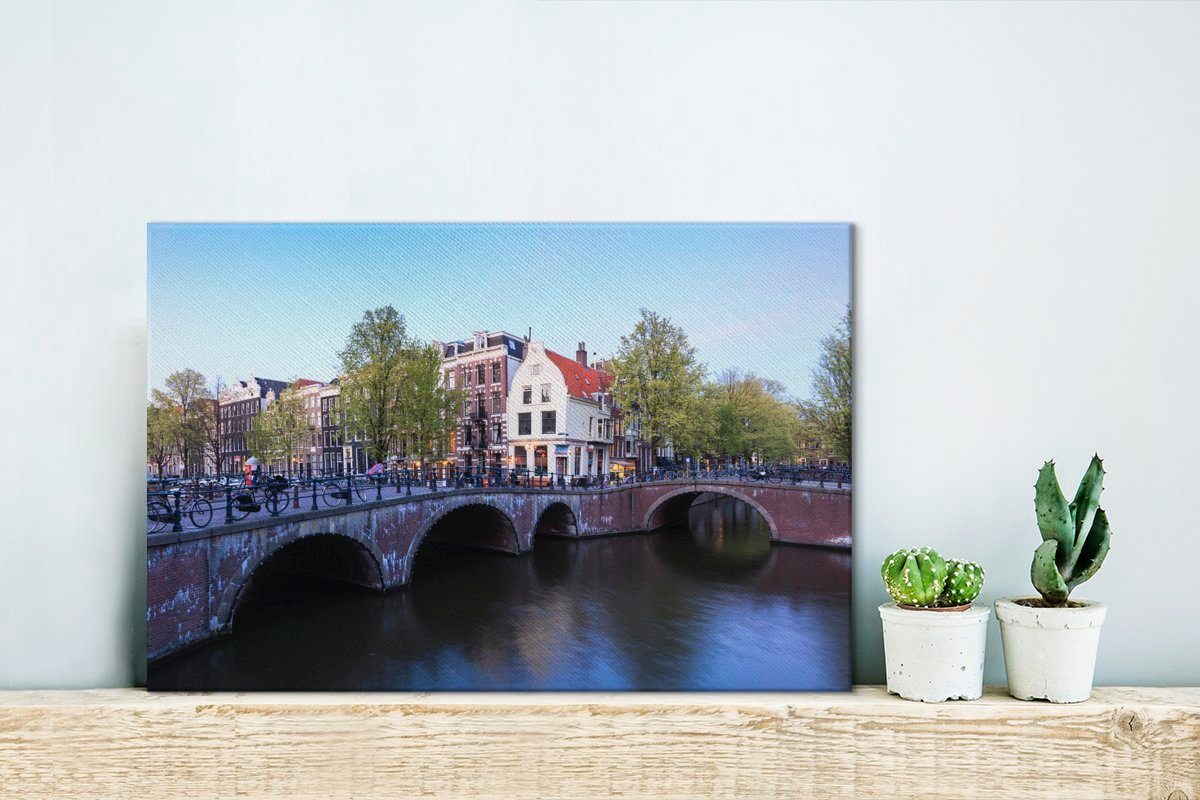 Die Wanddeko, Aufhängefertig, cm (1 Leinwandbild in Wandbild St), unter Amsterdam 30x20 Keizersgracht Leinwandbilder, blauem Himmel, OneMillionCanvasses®