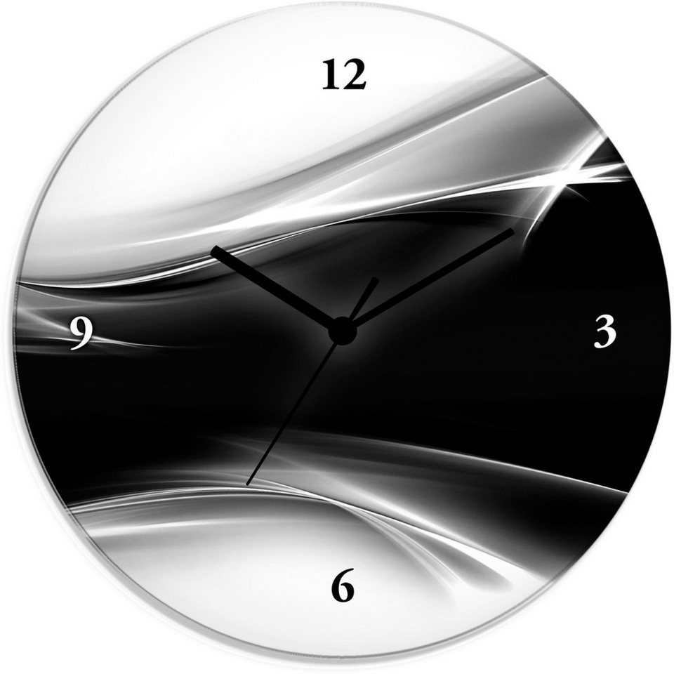 Artland Wanduhr Kreatives Element (wahlweise mit Quarz- oder Funkuhrwerk, lautlos  ohne Tickgeräusche), Analoge runde Funk- oder Quarzuhr aus 4mm Float-Glas