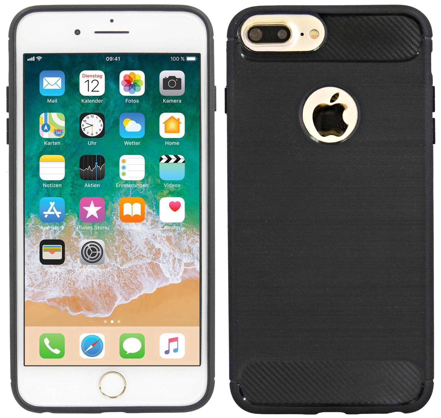 cofi1453 Handyhülle Silikon Hülle Carbon für Apple iPhone 7 Plus, Case  Cover Schutzhülle Bumper