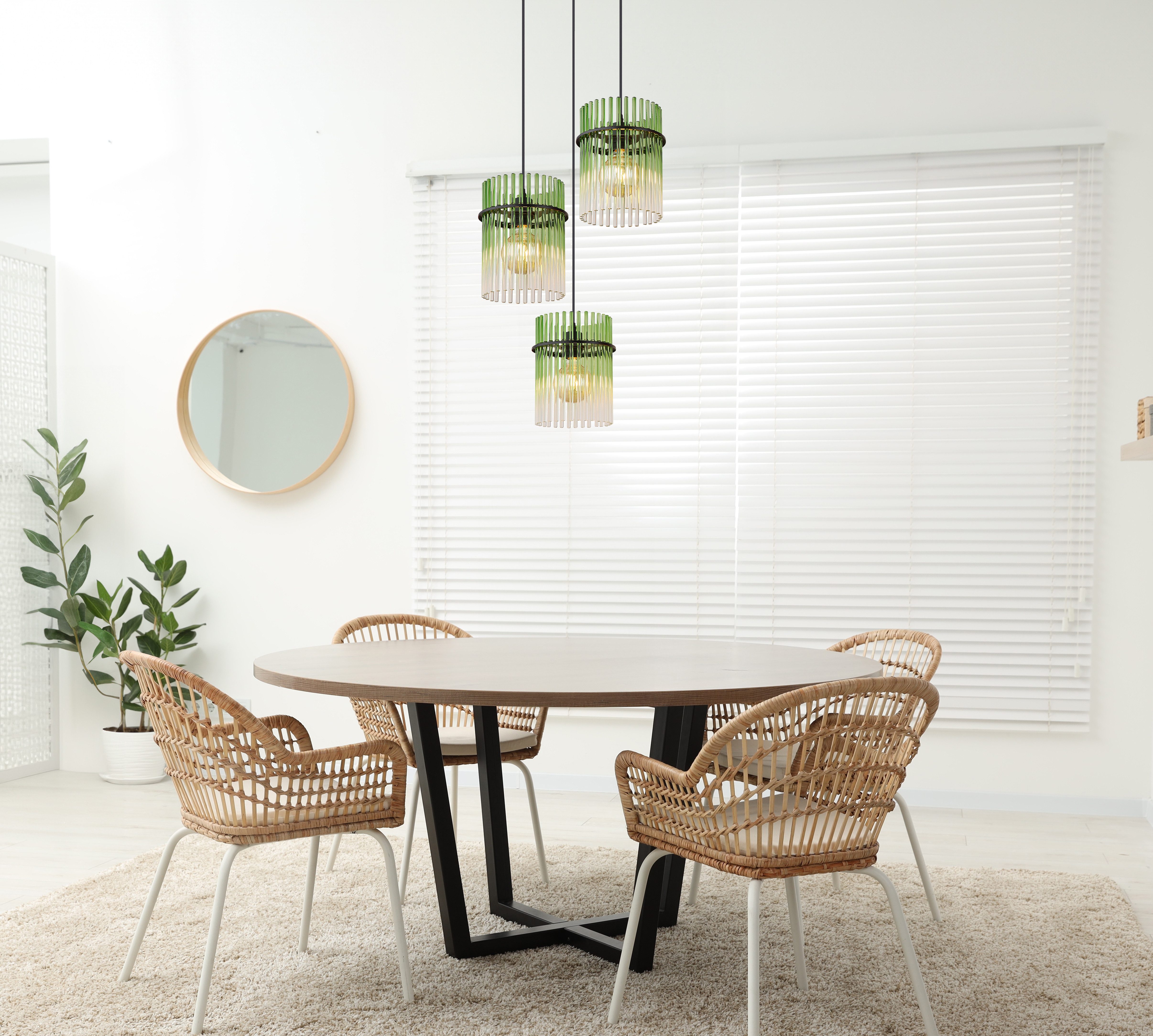 GLOBO LIGHTING Hängeleuchte GORLEY, ohne Leuchtmittel, Hängelampe Glasstäbe amber klar verlaufend elegant Wohnzimmer