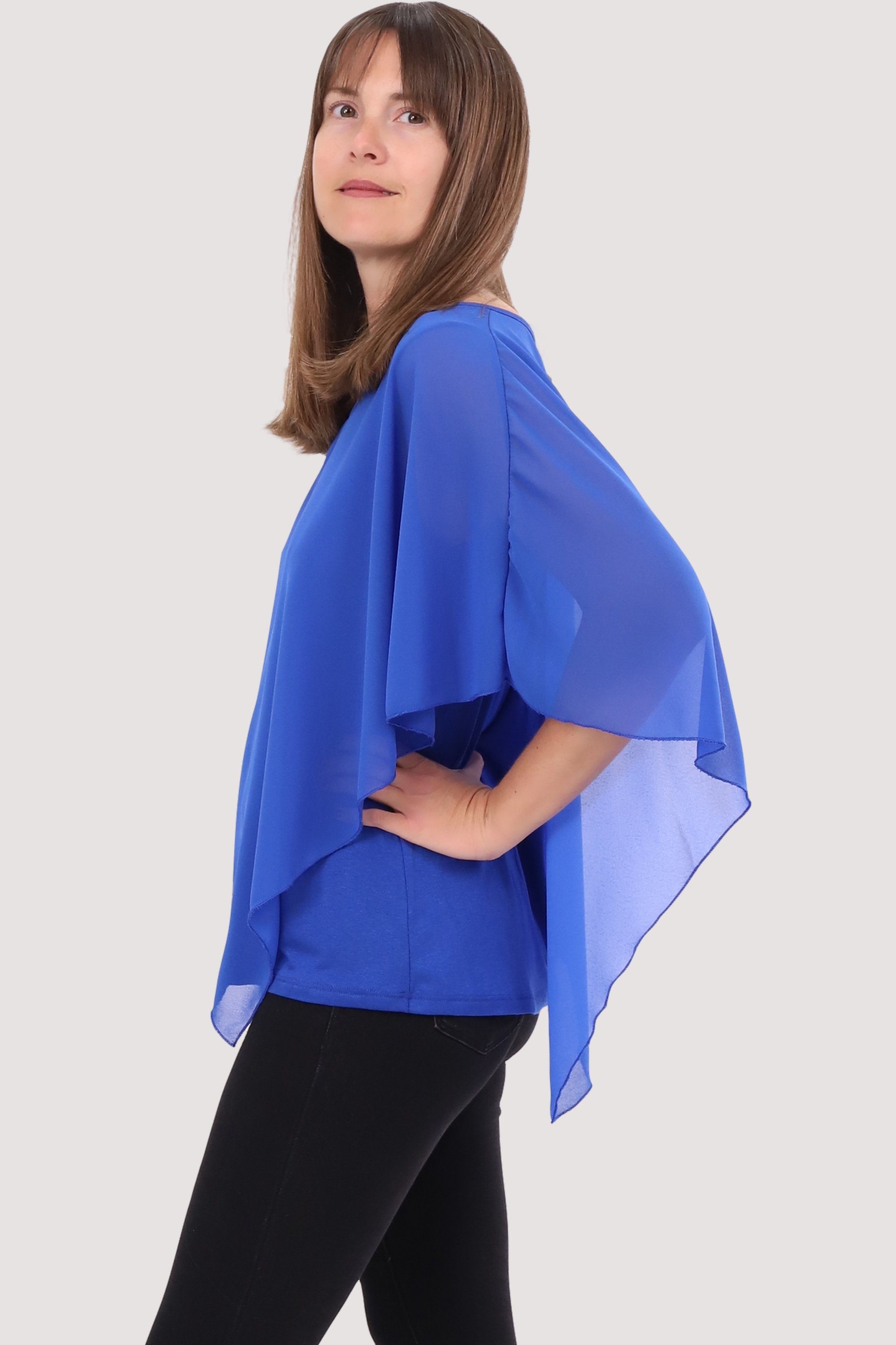 more 10732 Blusenshirt asymmetrisch malito geschnitten blau than fashion Schlupfbluse Chiffonbluse Einheitsgröße