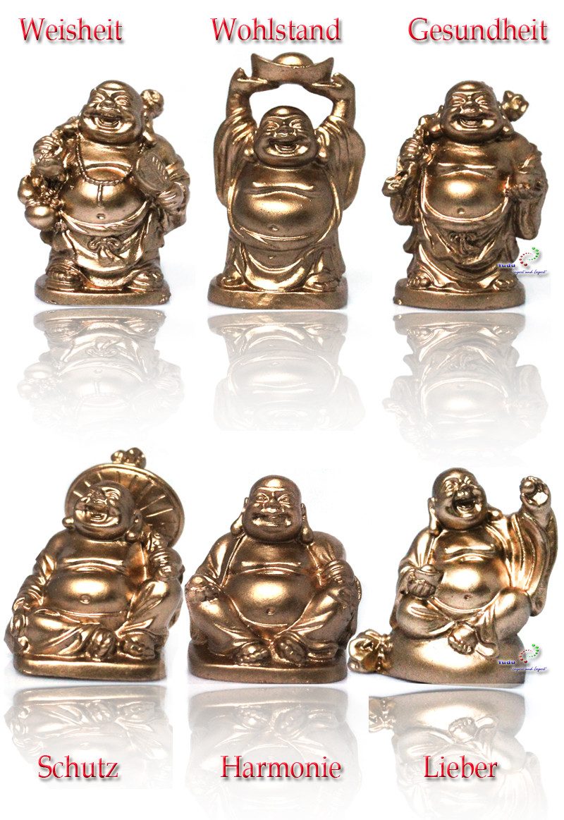 Yudu Buddhafigur 6 stück Verschiedene Figuren Glücksbringer Fengshui Happy Buddha