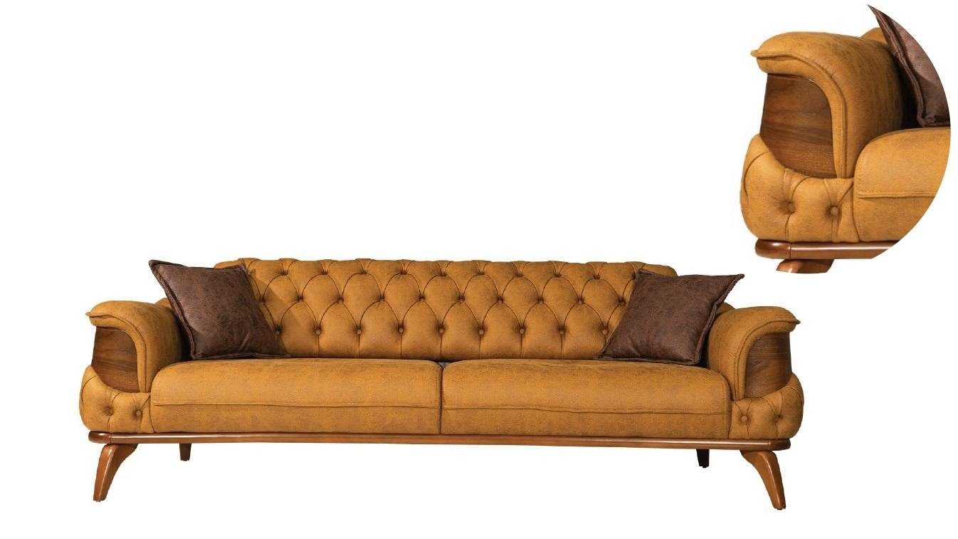 JVmoebel Sofa Dreisitzer Sofa Leder Made Luxus in Couches Chesterfield Western, Europe Couch Sofas