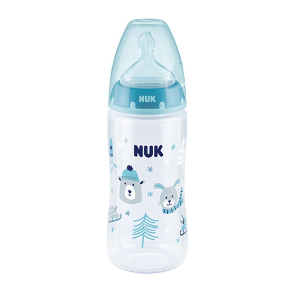 Nuk - 4-tlg. Reinigungs-Set für Babyflaschen - Dampfsterilisator Vario  Express + Abtropfständer + Flaschenbürste + PP-Flasche First Choice Plus  300 ml 