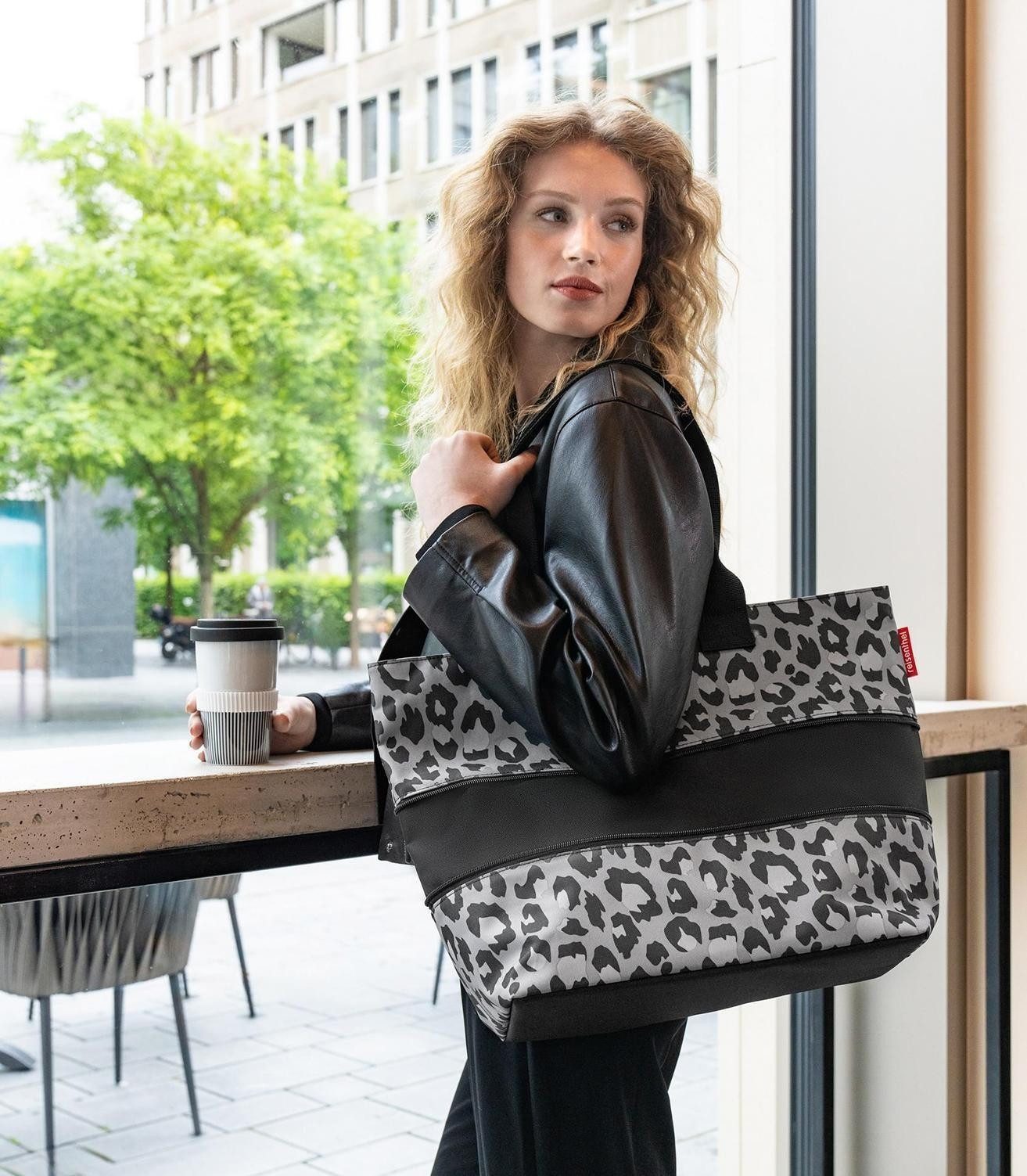 REISENTHEL® Tragetasche SHOPPER E1, 18 Liter, Grau, Schwarz, Weiß, (1-tlg), mit Reißverschluss, wasserabweisend