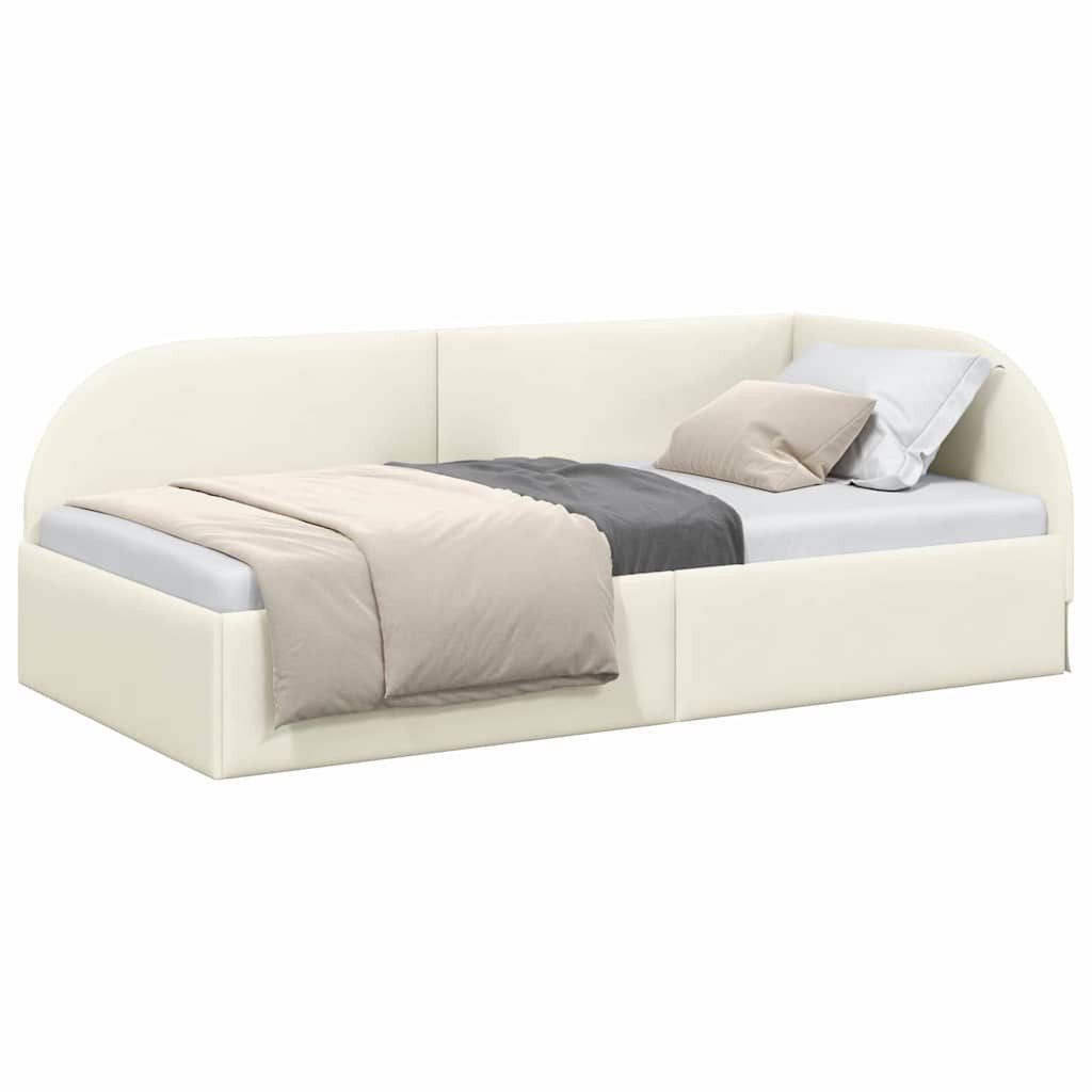 vidaXL Bett Eckbettgestell mit Kopfteil Creme 80 cm x 200 cm Stoff (1-tlg) günstig online kaufen