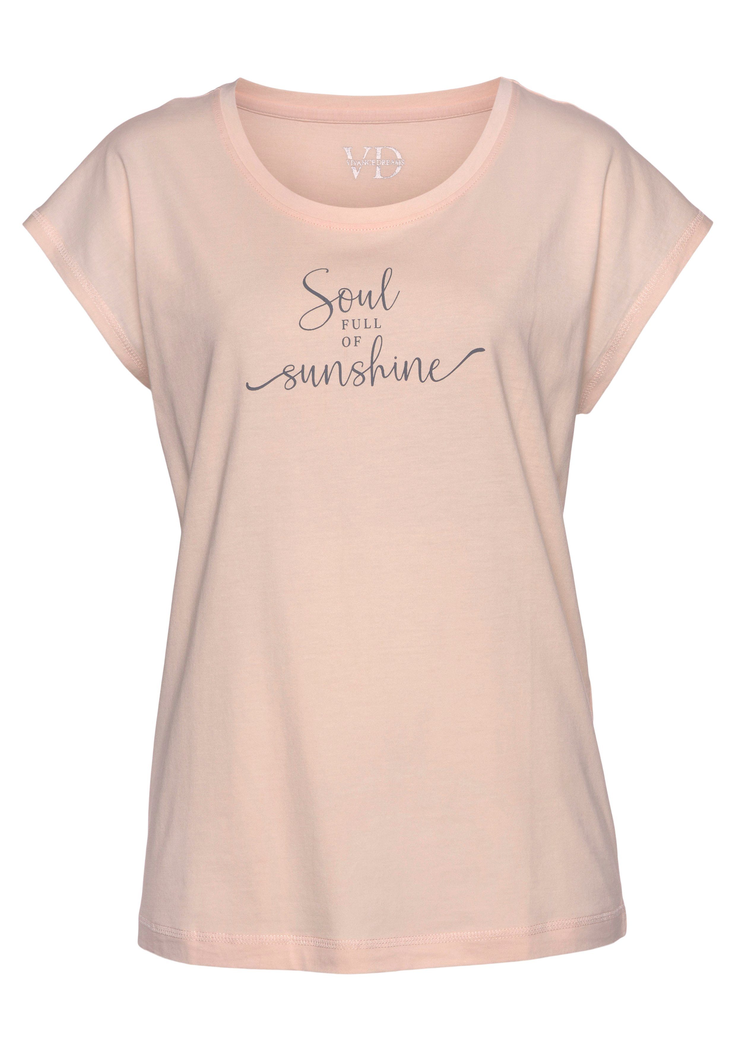 Vivance apricot Sommer-Statementdruck T-Shirt Dreams mit