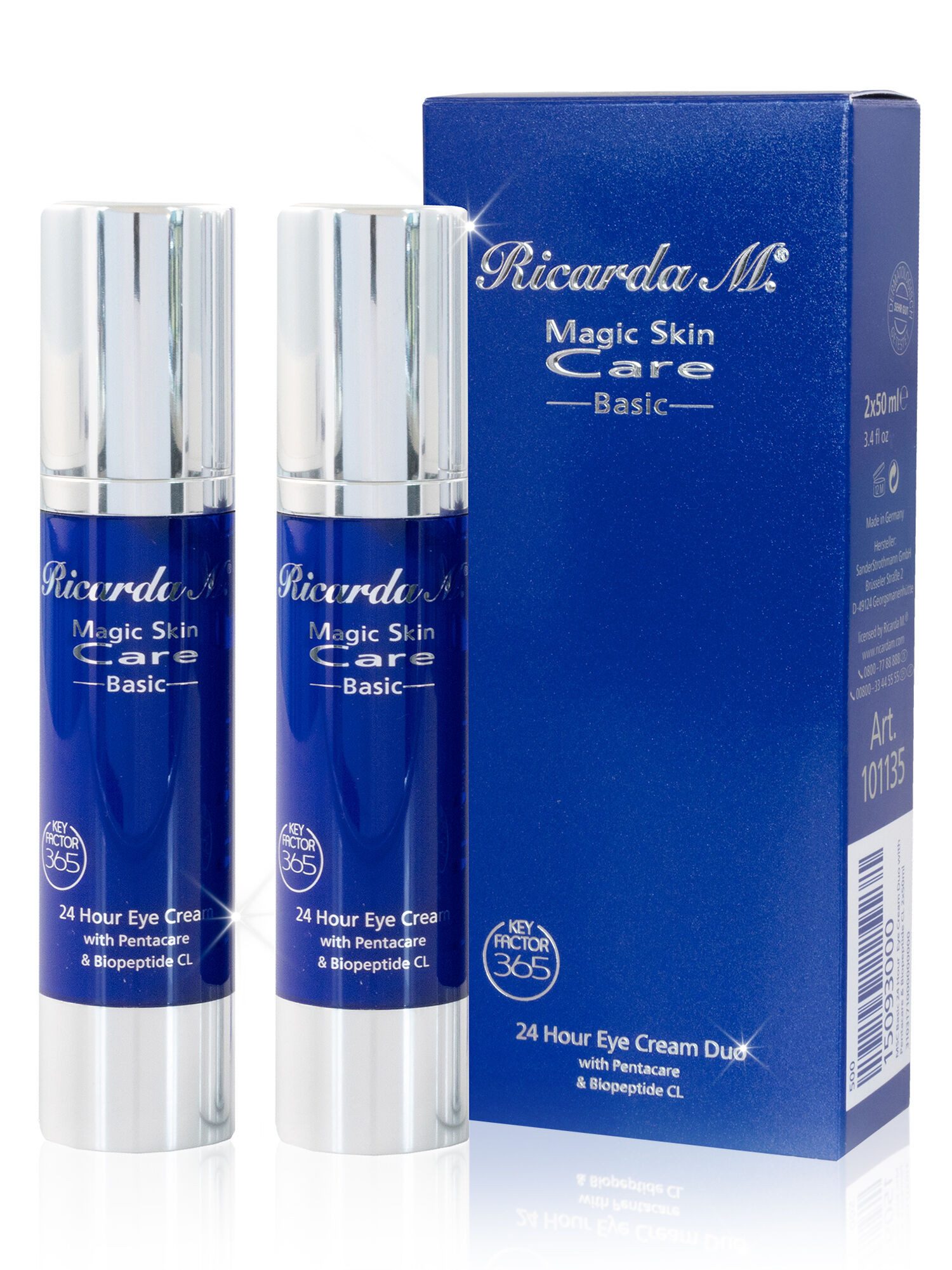 Ricarda M. Anti-Aging-Augencreme "MSC Basic 24H Eye Cream", 2-tlg., 2x50ml, mit Anti-Aging-Formel (studienbelegt): reduziert Falten & regeneriert