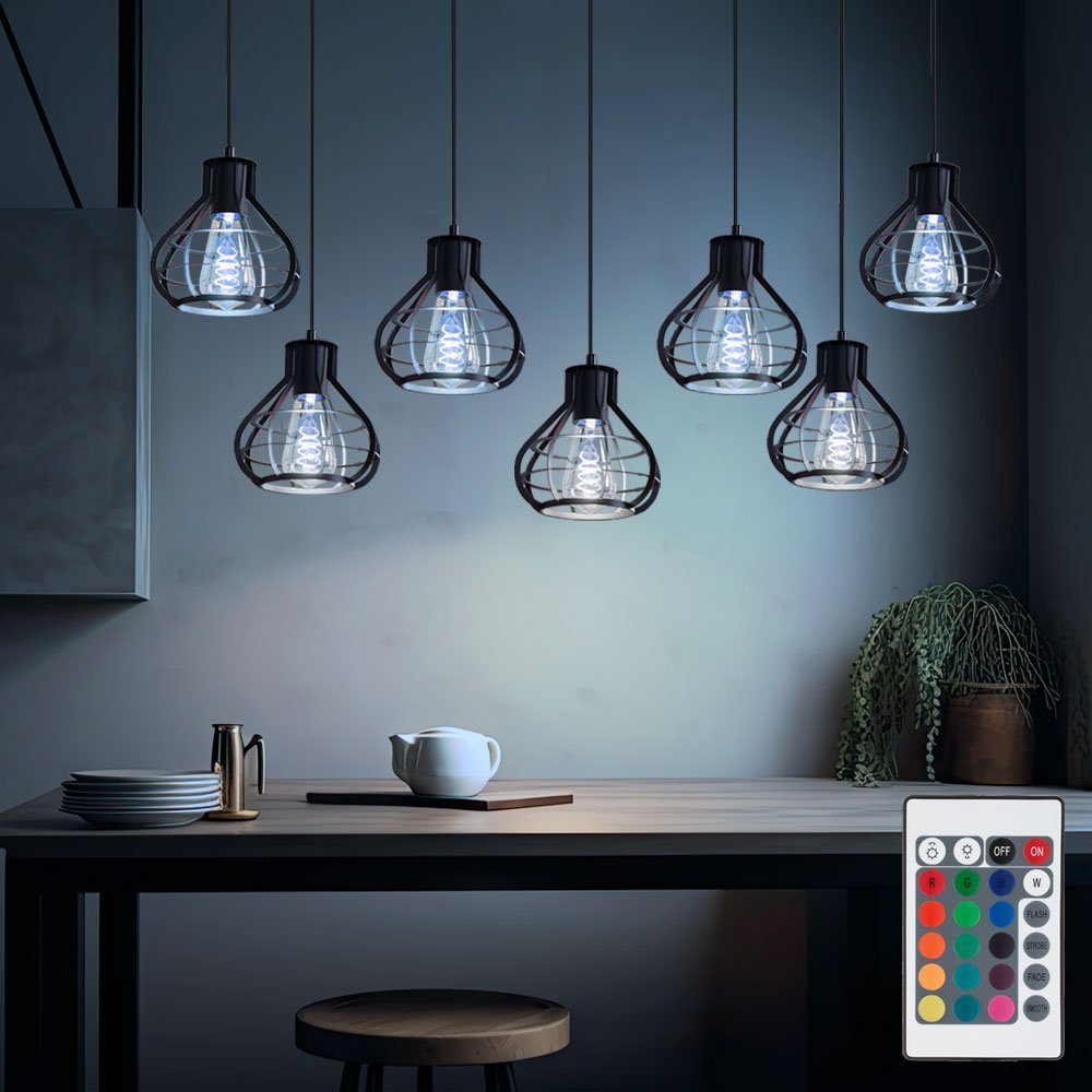 höhenverstellbar LED Leuchte Leuchtmittel Lampe Hänge Decken Retro FERNBEDIENUNG Warmweiß, Farbwechsel, Pendelleuchte, inklusive, Käfig etc-shop