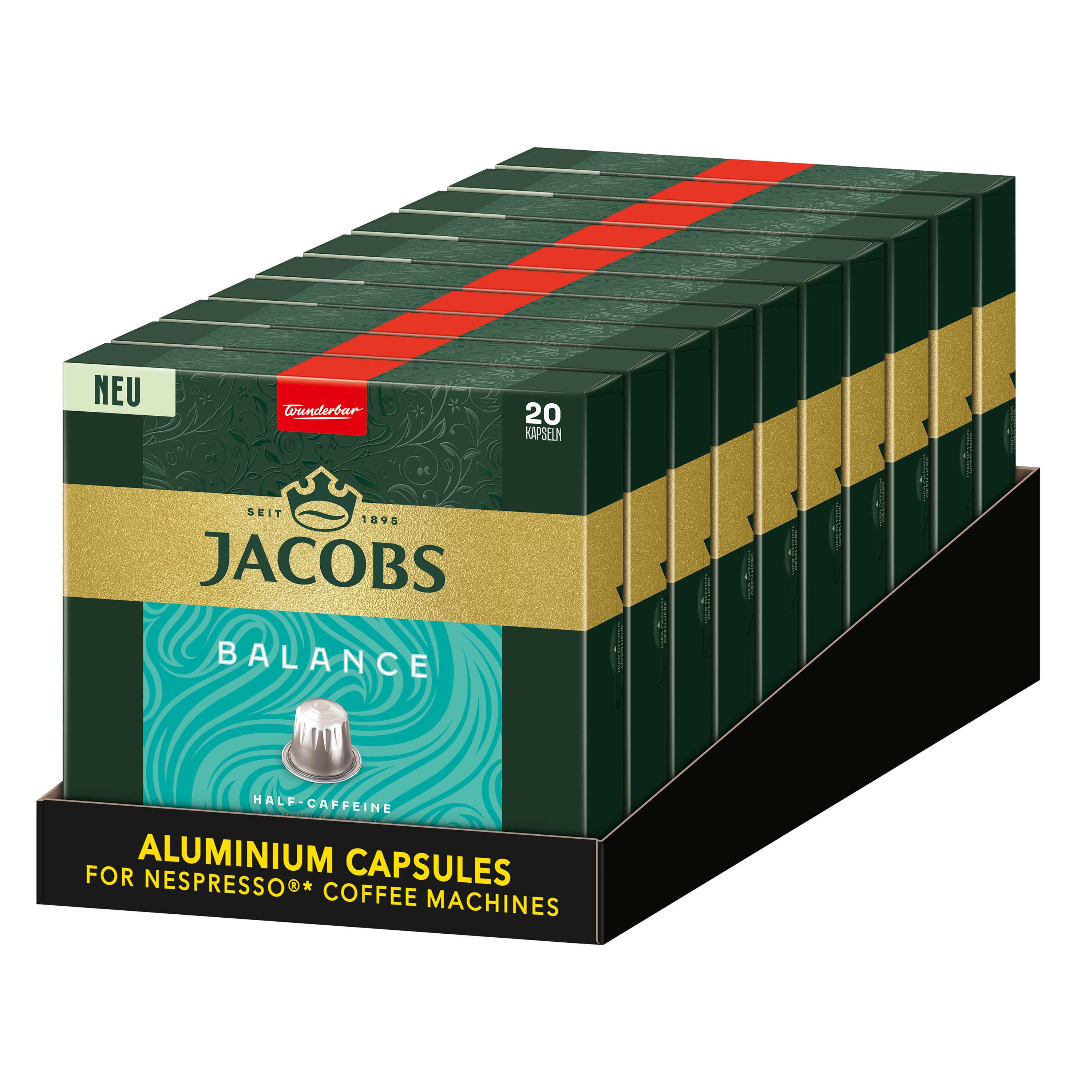 JACOBS Kaffee Kaffeekapseln Balance, 200 Nespresso®* kompatible Kapseln, 1040 g, (Packung, 10er Pack)