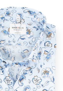 MARVELIS Kurzarmhemd Kurzarmhemd - Modern Fit - Florales Muster - Bleu