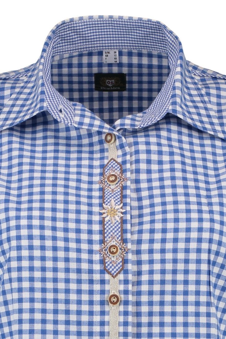 Orbis Textil GmbH & Co. KG Trachtenbluse Trachtenbluse - DEBORAH - mittelblau, mittelrot, grün – Bild 2 von 4