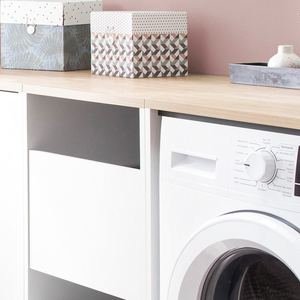 Lomadox Mehrzweckschrank STOBY-80 Wäscheschrank weiß Eiche sortieren von Wä günstig online kaufen