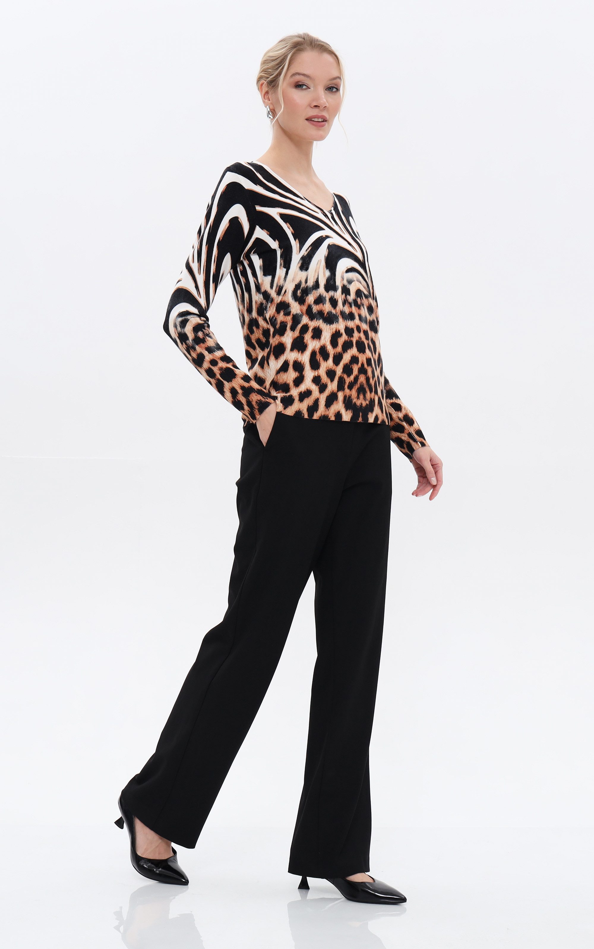 Passioni Strickpullover im Animalprint-Mix günstig online kaufen