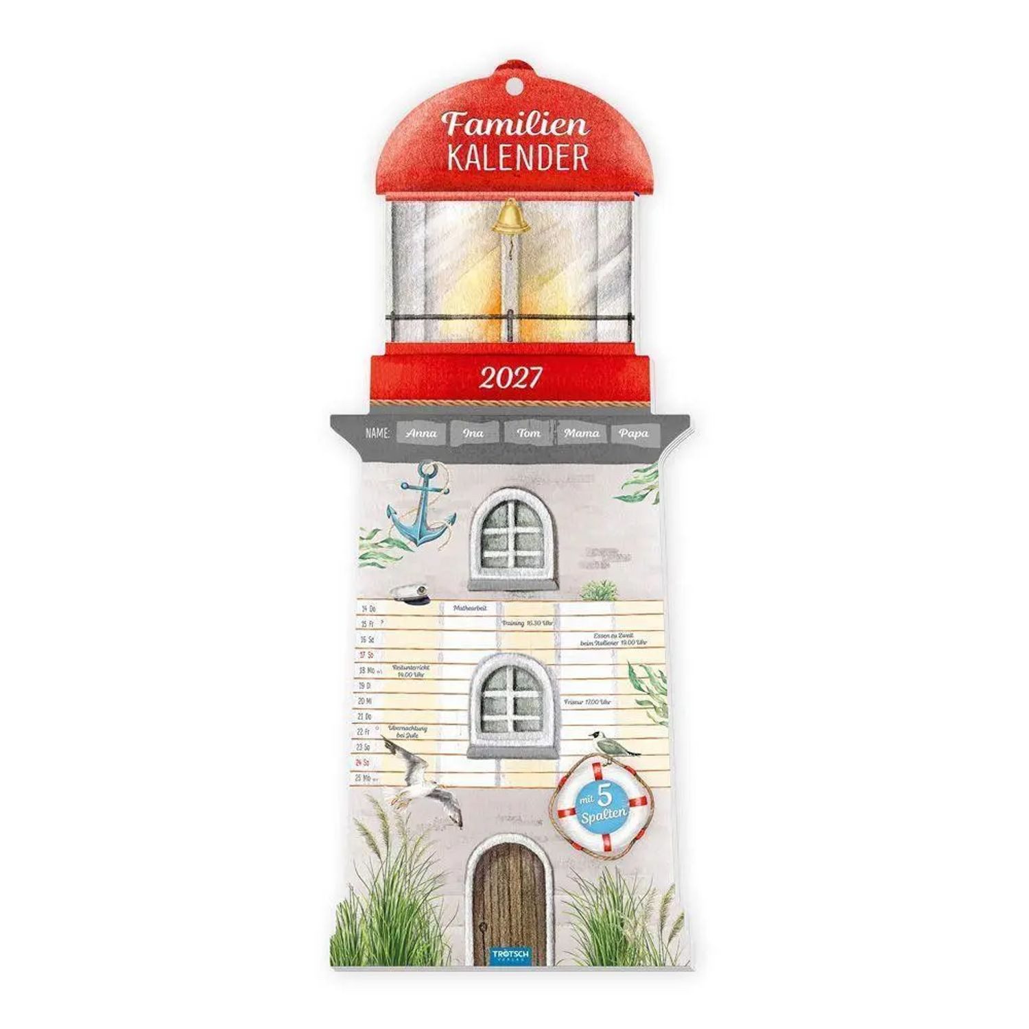 Wandkalender TRÖTSCH - Formkalender Familienkalender Leuchtturm 2027