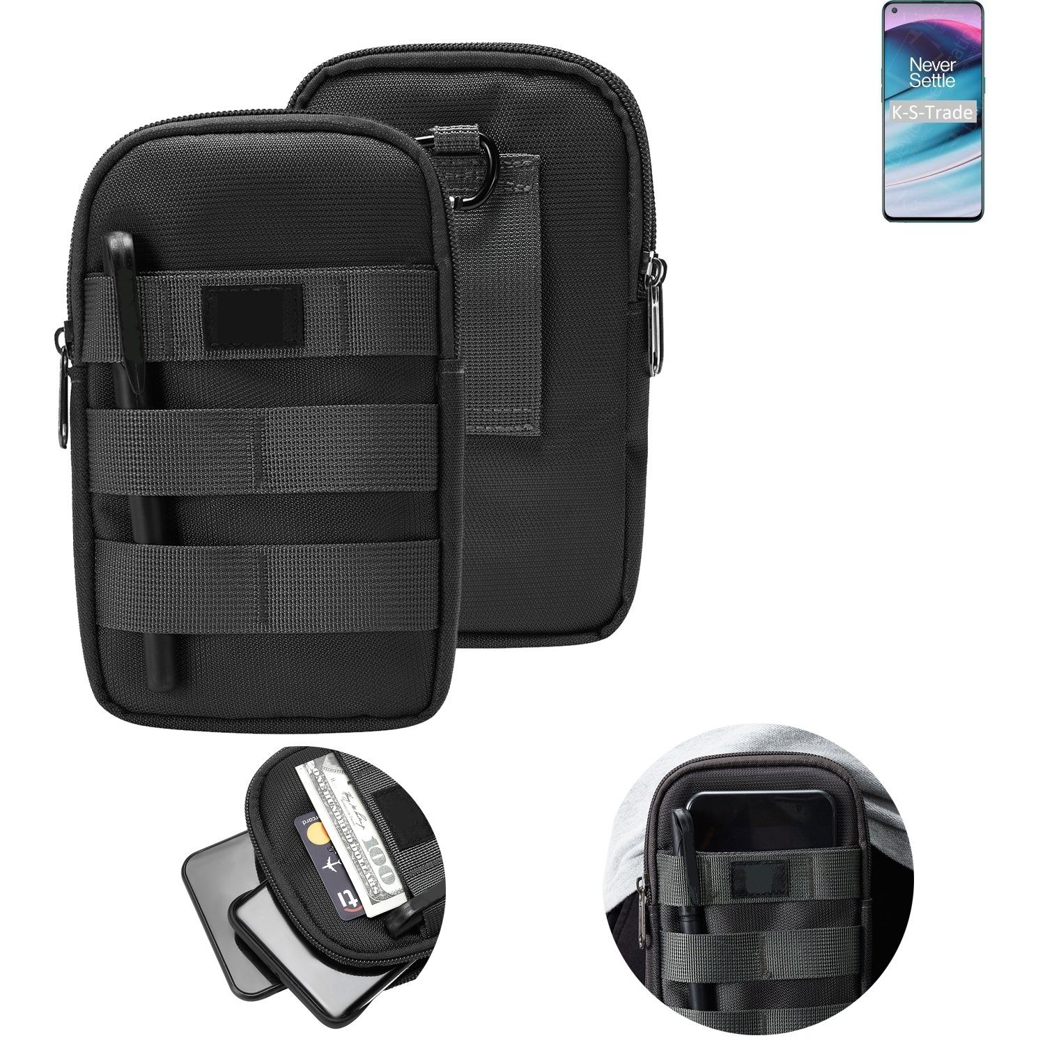 K-S-Trade Handyhülle für OnePlus Nord CE 5G, Holster Gürtel Tasche Handy Tasche Schutz Hülle dunkel-grau viele