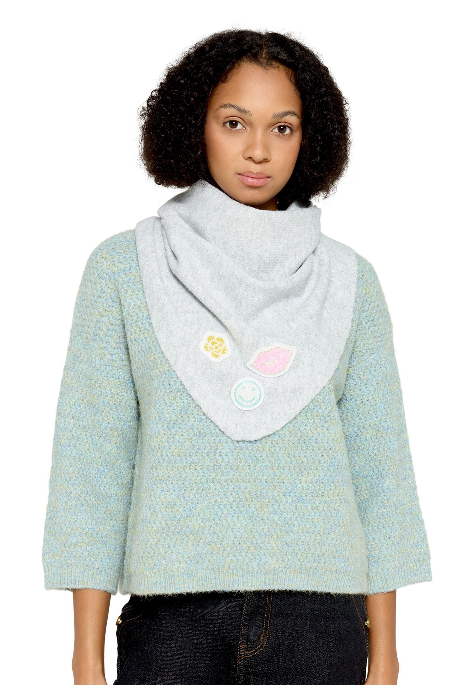 Cartoon Schal Damen mit Applikation