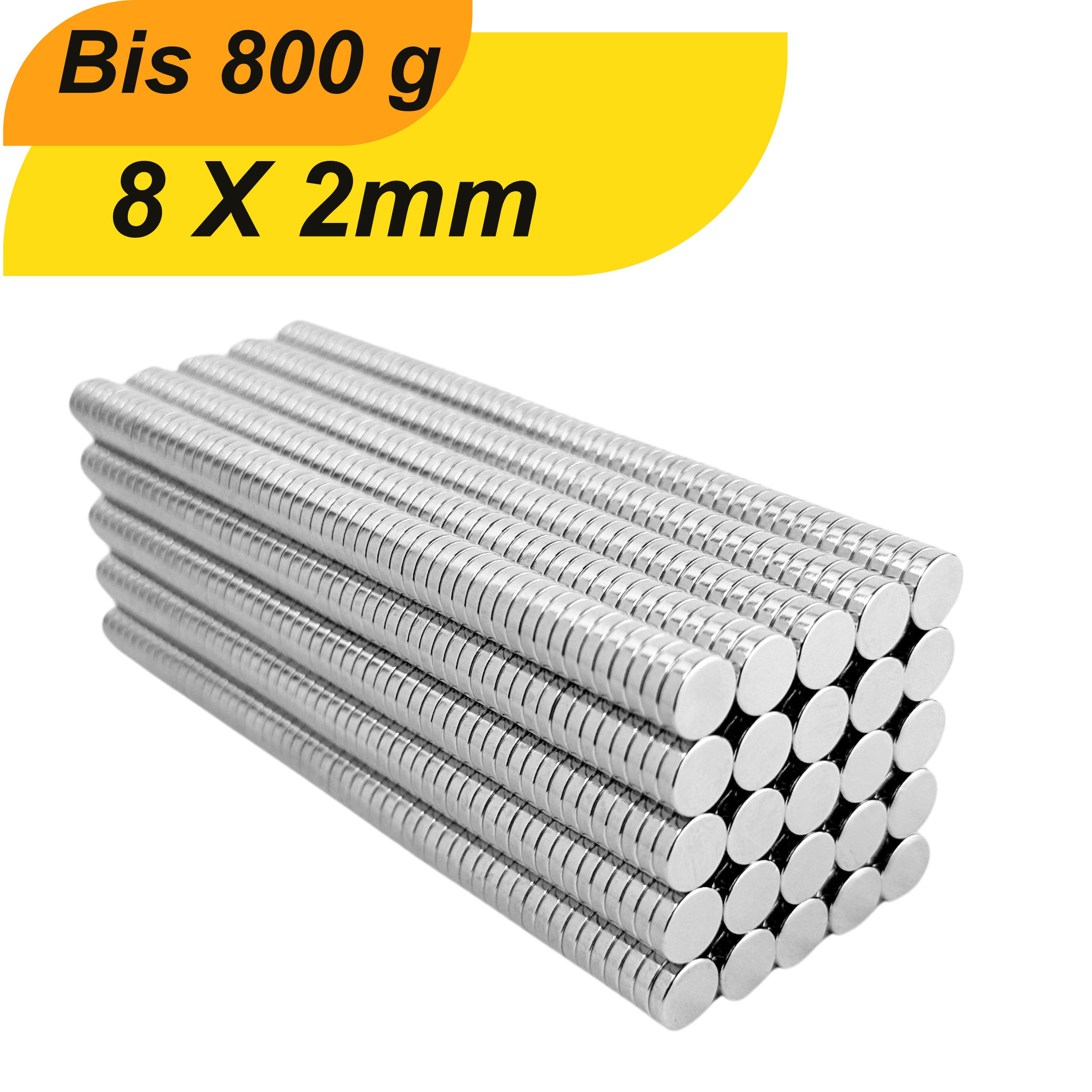 Magnet Neodym Magnet 8 x 2mm Supermagnete hohe Haftkraft Scheibenmagnet